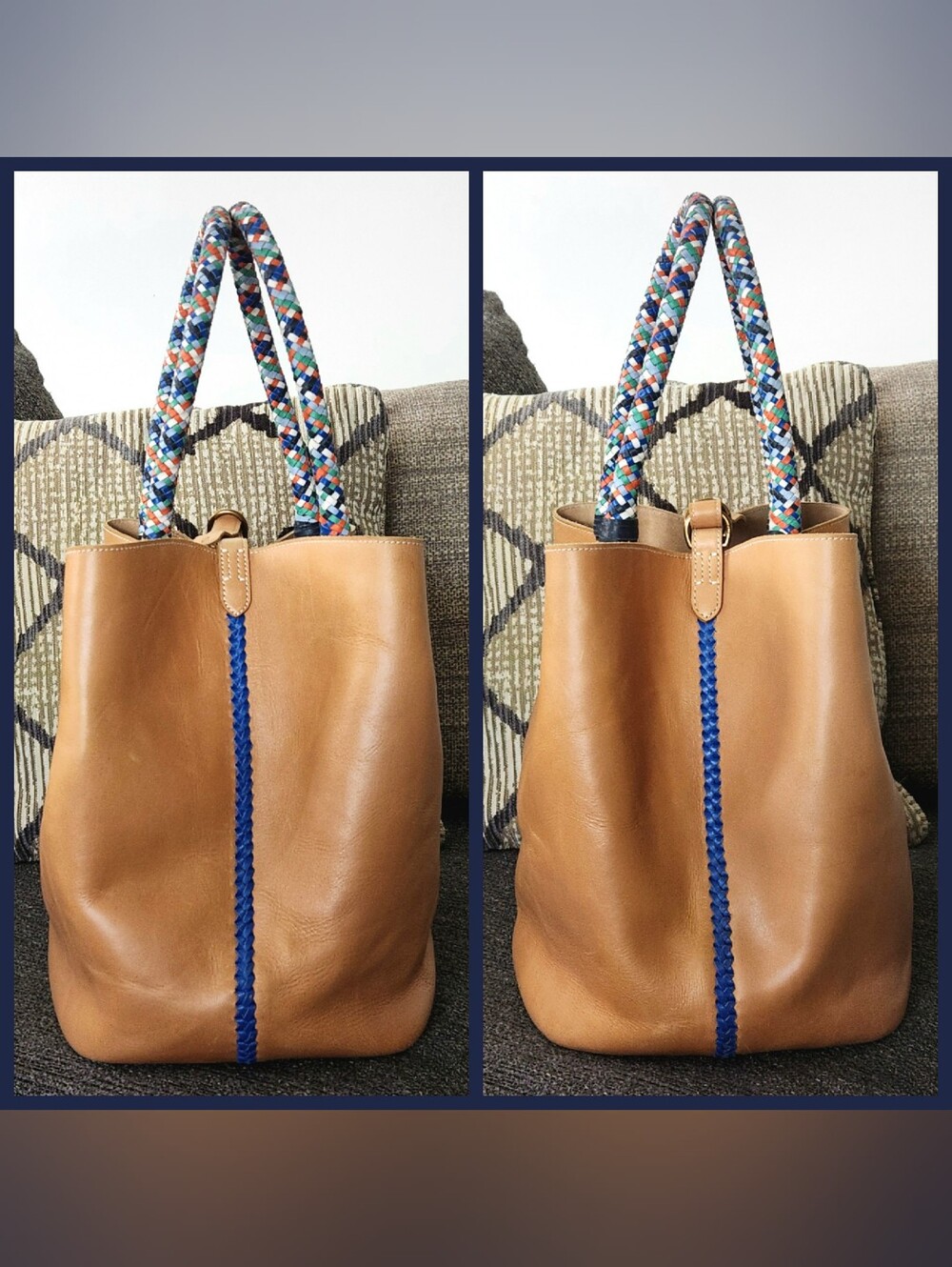 🐎RARE Polo Ralph Lauren🐎 - XL Natural Bellport Tote Bag w/Woven Handles - Picture 7 of 15